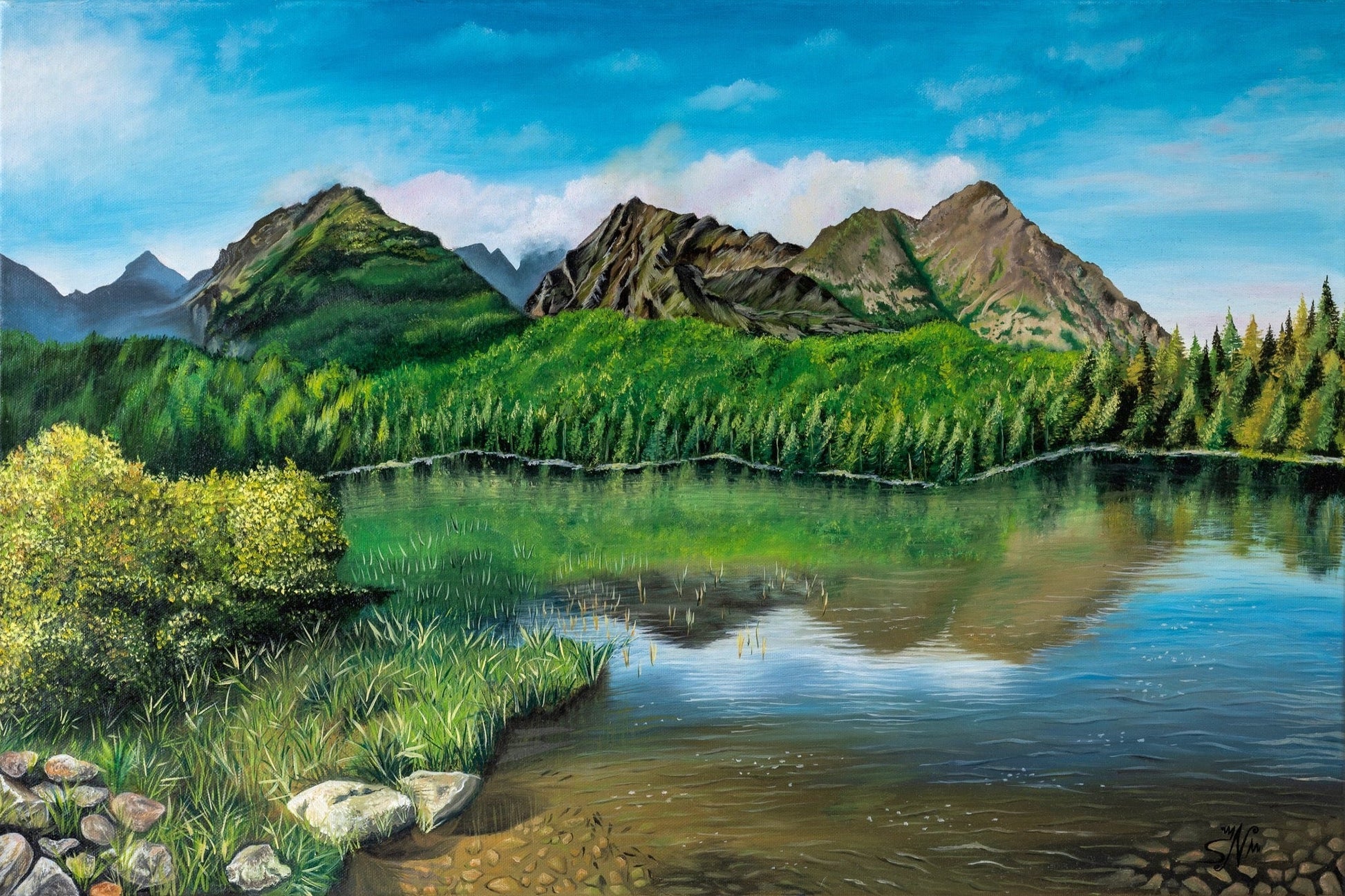 "Tranquil Lake" - Lake Painting Canvas Art Print